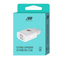 СЗУ BoraSCO 2хUSB 2.1A Белый